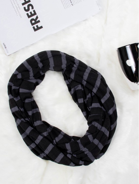 Jersey Striped Double Loop Scarf